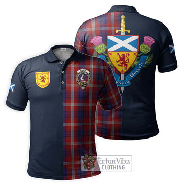 Ainslie Tartan Polo Shirt Alba with Scottish Lion Royal Arm Half Style Kid - Tartan Vibes Clothing