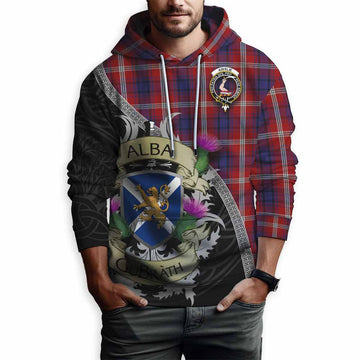 Ainslie Tartan Family Crest Hoodie Lion Rampant Royal Thistle Shield Celtic Inspired Pullover Hoodie - Tartan Vibes Clothing