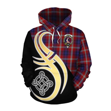 Ainslie Tartan Cotton Hoodie with Family Crest and Celtic Symbol Style Pullover Hoodie XS - Tartan Vibes Clothing