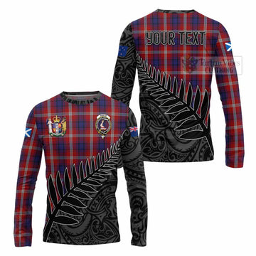 Ainslie Crest Tartan Long Sleeve T-Shirt with New Zealand Silver Fern Half Style Unisex - Tartan Vibes Clothing