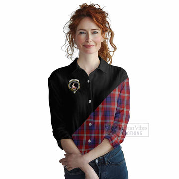 Ainslie Tartan Women's Casual Shirt with Family Crest and Military Logo Style Female - Tartan Vibes Clothing