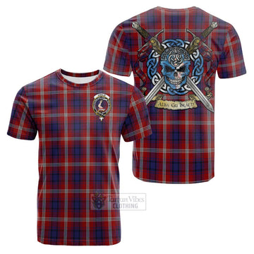 Ainslie Tartan Cotton T-shirt with Family Crest Celtic Skull Style Kid's Shirt - Tartan Vibes Clothing