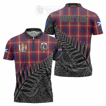 Ainslie Crest Tartan Zipper Polo Shirt with New Zealand Silver Fern Half Style Unisex - Tartan Vibes Clothing