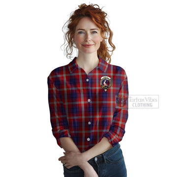 Ainslie Tartan Women's Casual Shirt with Family Crest Celtic Skull Style Female - Tartan Vibes Clothing