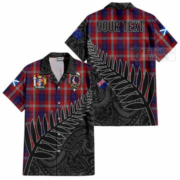 Ainslie Crest Tartan Hawaiian Shirt with New Zealand Silver Fern Half Style Kid - Tartan Vibes Clothing
