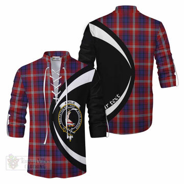 Ainslie Tartan Ghillie Kilt Shirt with Family Crest Circle Style Men - Tartan Vibes Clothing