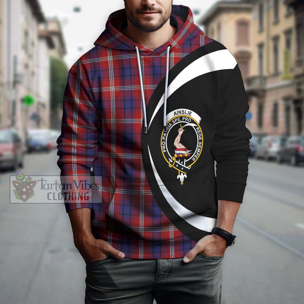Ainslie Tartan Hoodie with Family Crest Circle Style Zip Hoodie - Tartan Vibes Clothing