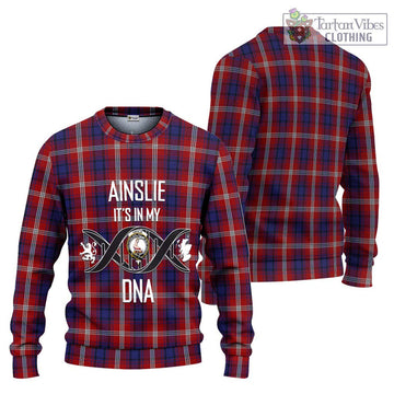 Ainslie Tartan Ugly Sweater with Family Crest DNA In Me Style Unisex - Tartan Vibes Clothing