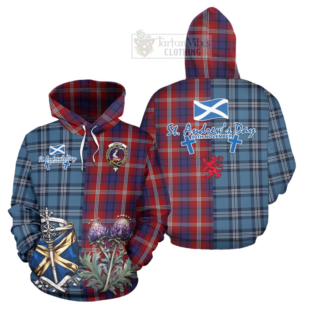 Ainslie Tartan Hoodie Happy St. Andrew's Day Half Tartan Style Zip Hoodie - Tartan Vibes Clothing
