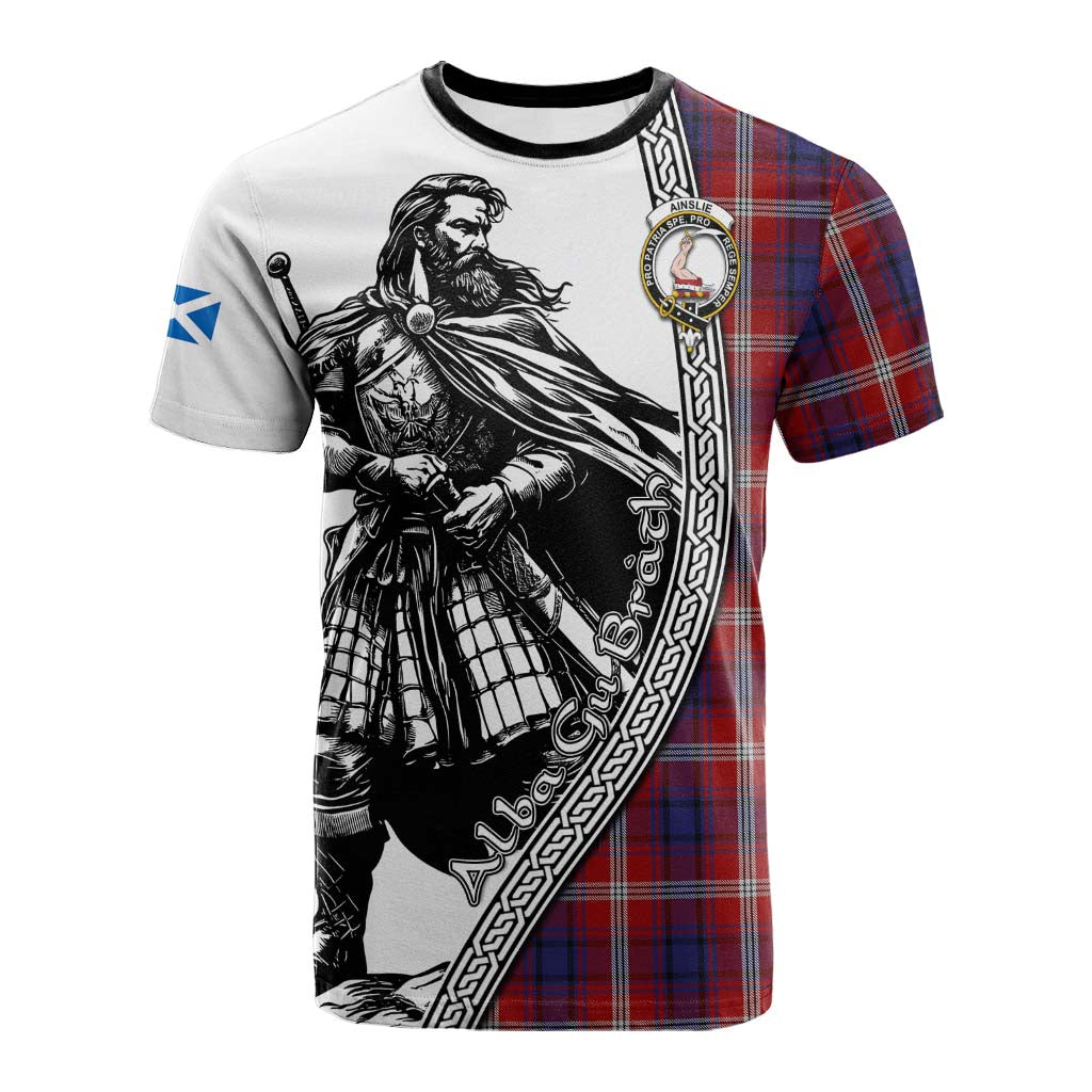 Ainslie Tartan Clan Crest Cotton T-shirt with Highlander Warrior Celtic Style Kid's Shirt - Tartan Vibes Clothing
