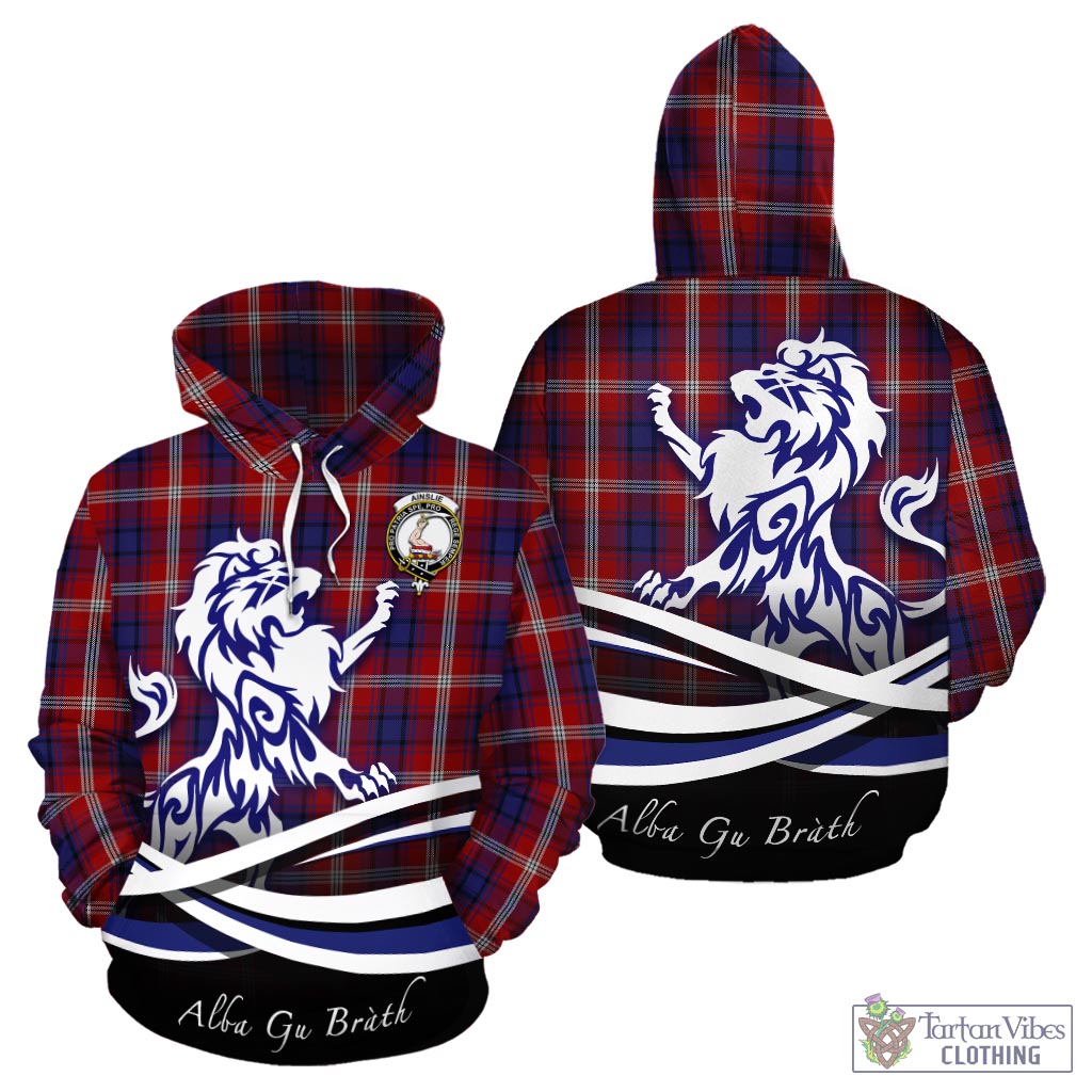 Ainslie Tartan Hoodie with Alba Gu Brath Regal Lion Emblem - Tartan Vibes Clothing