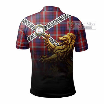 Ainslie Crest Tartan Polo Shirt with Golden Lion Emblem Celtic Style - Tartan Vibes Clothing