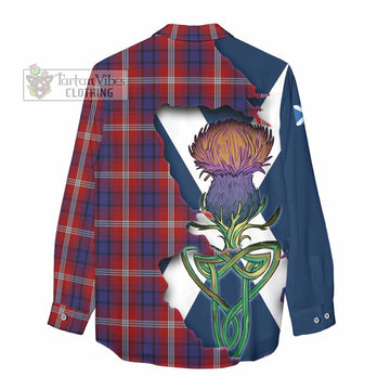 Tartan Vibes Clothing Ainslie Tartan Family Crest Women's Casual Shirt Scottish Thistle Celtic Inspired