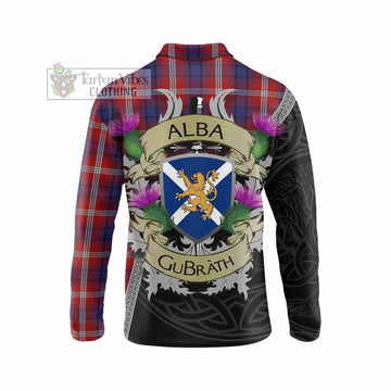 Ainslie Tartan Family Crest Long Sleeve Polo Shirt Lion Rampant Royal Thistle Shield Celtic Inspired - Tartan Vibes Clothing