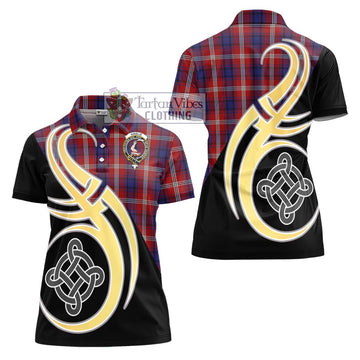 Ainslie Tartan Women's Polo Shirt with Family Crest and Celtic Symbol Style - Tartan Vibes Clothing