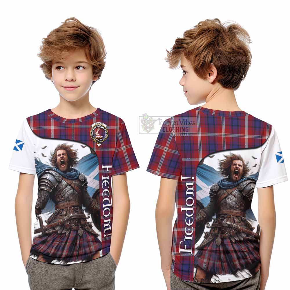Tartan Vibes Clothing Ainslie Crest Tartan Kid T-Shirt Inspired by the Freedom of Scottish Warrior