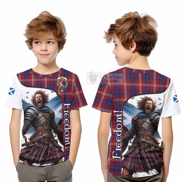 Tartan Vibes Clothing Ainslie Crest Tartan Kid T-Shirt Inspired by the Freedom of Scottish Warrior