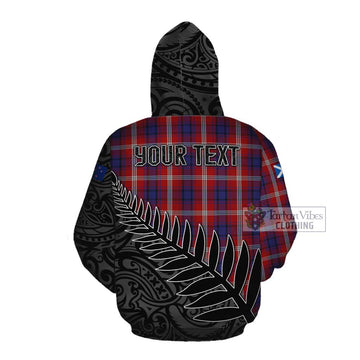 Ainslie Crest Tartan Cotton Hoodie with New Zealand Silver Fern Half Style Pullover Hoodie - Tartan Vibes Clothing