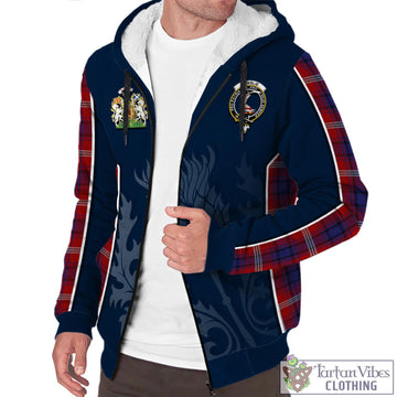 Ainslie Tartan Sherpa Hoodie with Family Crest and Scottish Thistle Vibes Sport Style - Tartan Vibes Clothing