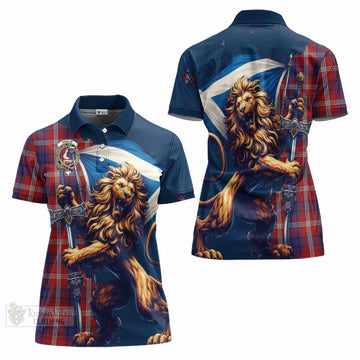 Ainslie Tartan Family Crest Women's Polo Shirt with Scottish Majestic Lion - Tartan Vibes Clothing