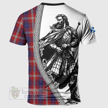 Ainslie Tartan Clan Crest T-Shirt with Highlander Warrior Celtic Style - Tartan Vibes Clothing