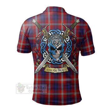 Ainslie Tartan Polo Shirt with Family Crest Celtic Skull Style - Tartan Vibes Clothing