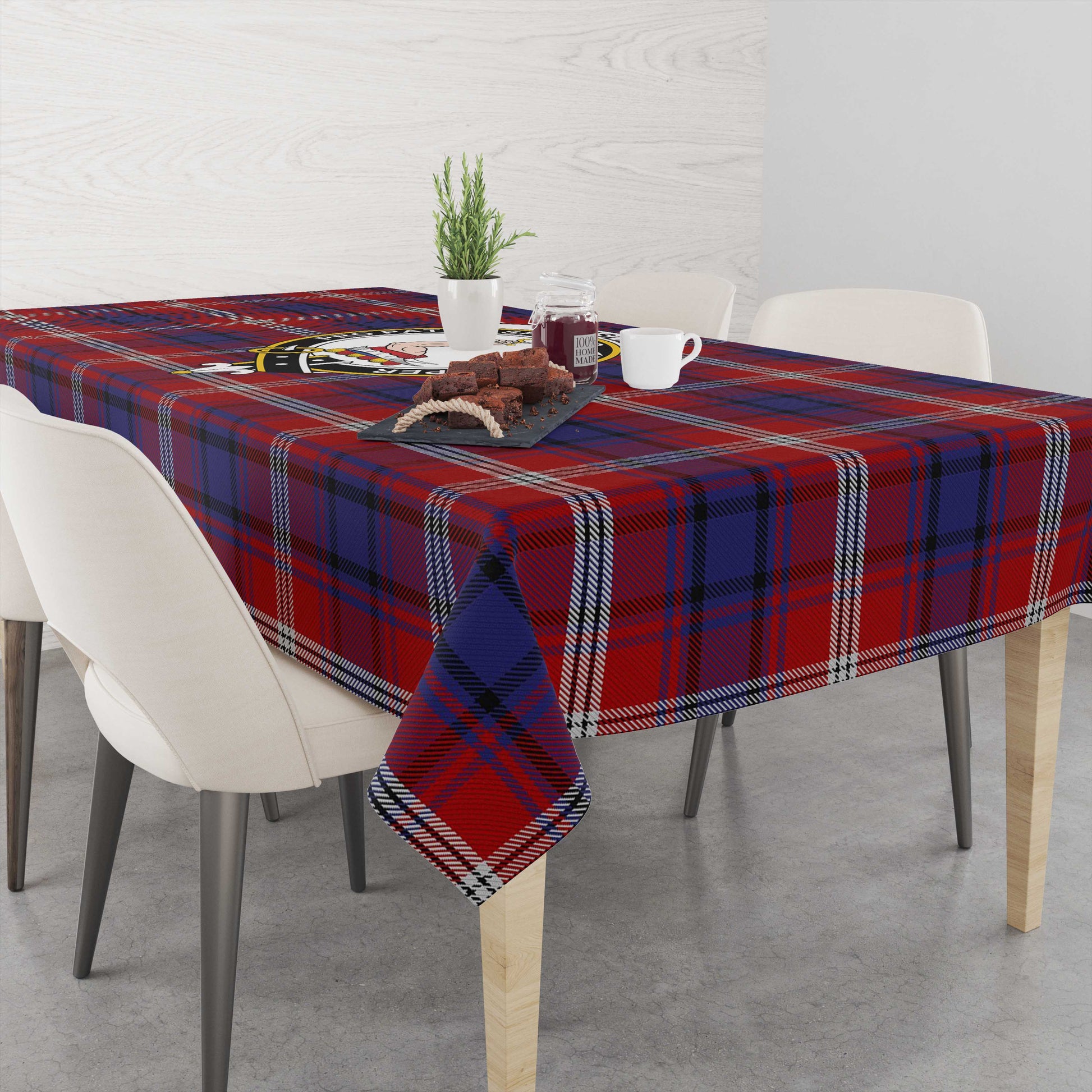 Ainslie Tatan Tablecloth with Family Crest - Tartanvibesclothing