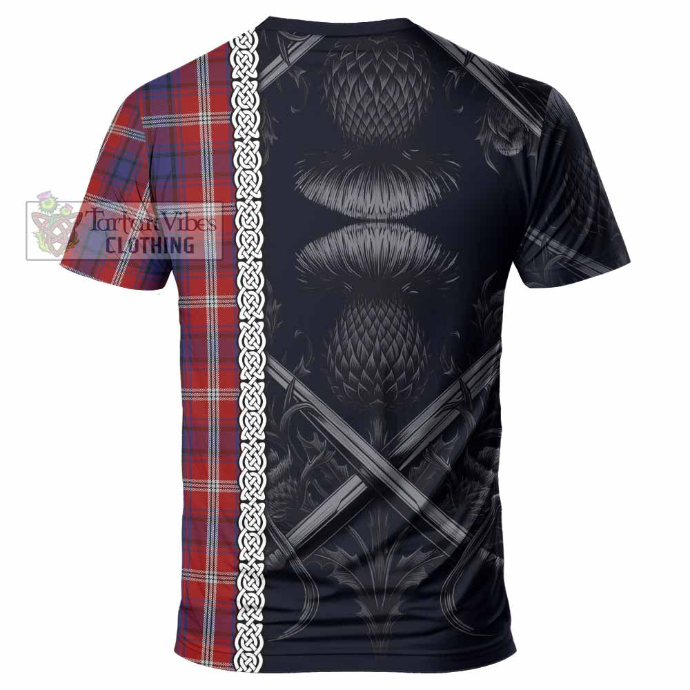Ainslie Tartan T-Shirt with Family Crest Cross Sword Thistle Celtic Vibes - Tartan Vibes Clothing