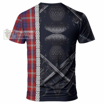 Ainslie Tartan T-Shirt with Family Crest Cross Sword Thistle Celtic Vibes - Tartan Vibes Clothing