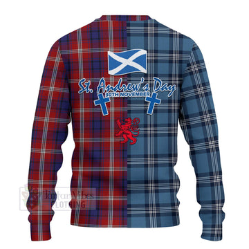 Ainslie Tartan Knitted Sweater Happy St. Andrew's Day Half Tartan Style - Tartan Vibes Clothing