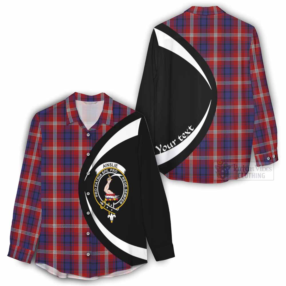 Ainslie Tartan Women's Casual Shirt with Family Crest Circle Style - Tartan Vibes Clothing