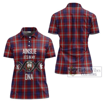 Ainslie Tartan Women's Polo Shirt with Family Crest DNA In Me Style - Tartan Vibes Clothing