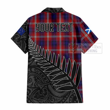 Ainslie Crest Tartan Hawaiian Shirt with New Zealand Silver Fern Half Style - Tartan Vibes Clothing