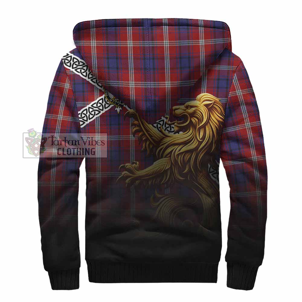 Ainslie Crest Tartan Sherpa Hoodie with Golden Lion Emblem Celtic Style - Tartan Vibes Clothing