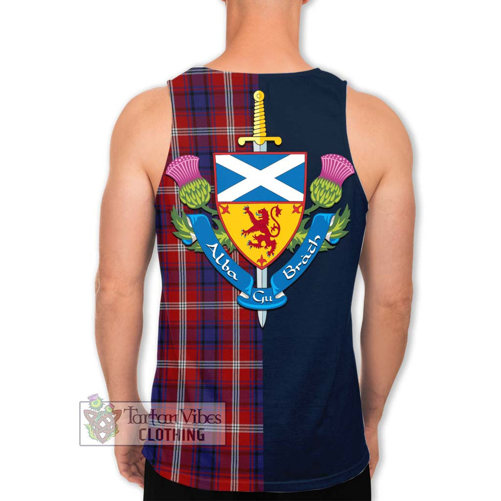 Ainslie Tartan Men's Tank Top Alba with Scottish Lion Royal Arm Half Style - Tartan Vibes Clothing