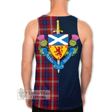 Ainslie Tartan Men's Tank Top Alba with Scottish Lion Royal Arm Half Style - Tartan Vibes Clothing