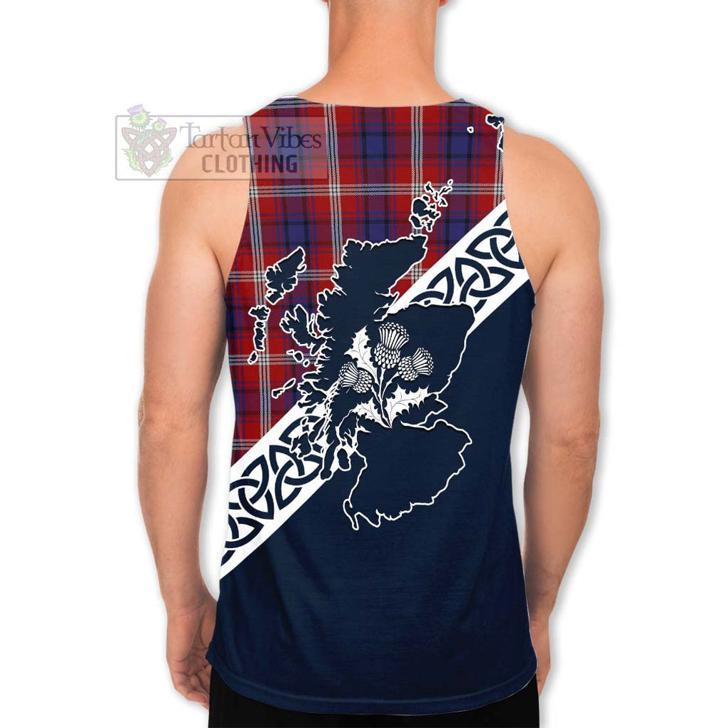 Ainslie Tartan Men's Tank Top Featuring Thistle and Scotland Map - Tartan Vibes Clothing
