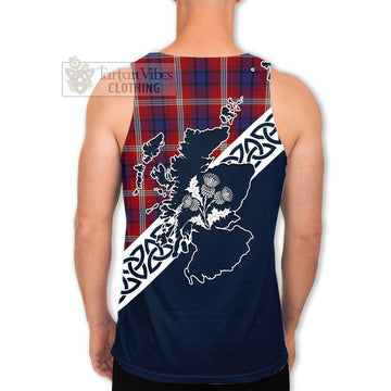 Ainslie Tartan Men's Tank Top Featuring Thistle and Scotland Map - Tartan Vibes Clothing