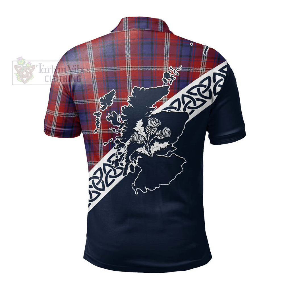 Ainslie Tartan Polo Shirt Featuring Thistle and Scotland Map - Tartanvibesclothing Store