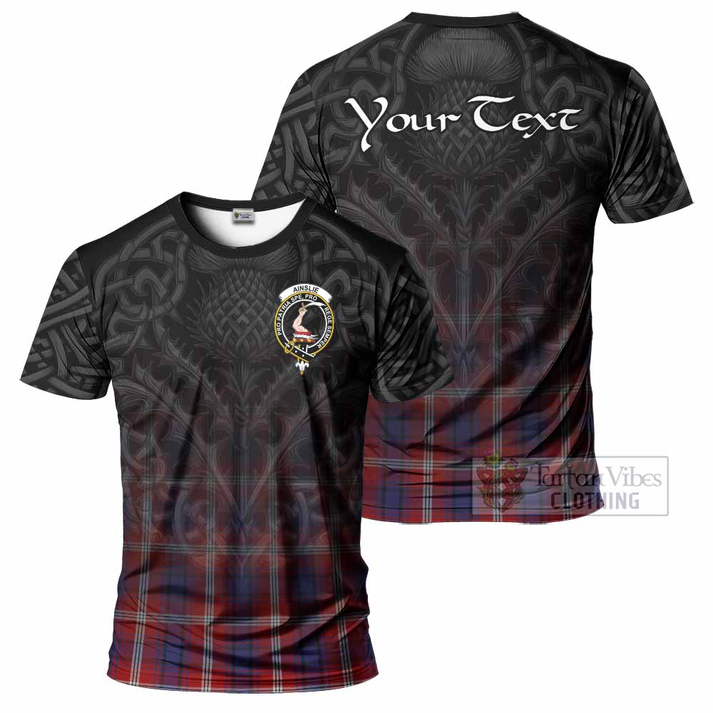 Ainslie Tartan T-Shirt with Family Crest Celtic Thistle Vibes - Tartan Vibes Clothing
