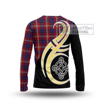 Ainslie Tartan Long Sleeve T-Shirt with Family Crest and Celtic Symbol Style - Tartan Vibes Clothing