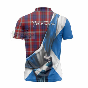 Ainslie Tartan Zipper Polo Shirt with Family Crest Scotland Patriotic Style - Tartan Vibes Clothing