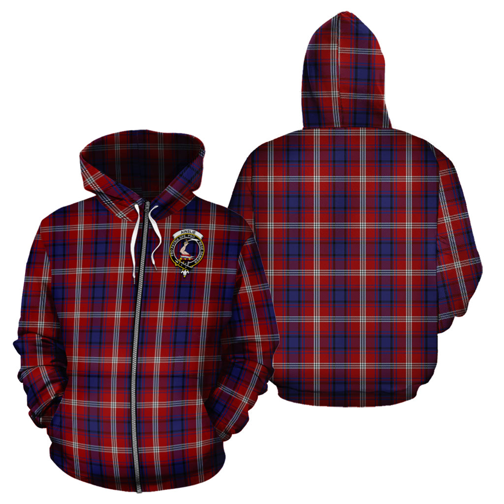 Ainslie Tartan Hoodie with Family Crest - Tartanvibesclothing