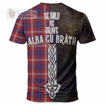 Ainslie Tartan Family Crest T-Shirt Alba Gu Brath Be Brave Lion Ancient Style - Tartan Vibes Clothing