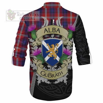 Ainslie Tartan Family Crest Ghillie Kilt Shirt Lion Rampant Royal Thistle Shield Celtic Inspired - Tartan Vibes Clothing