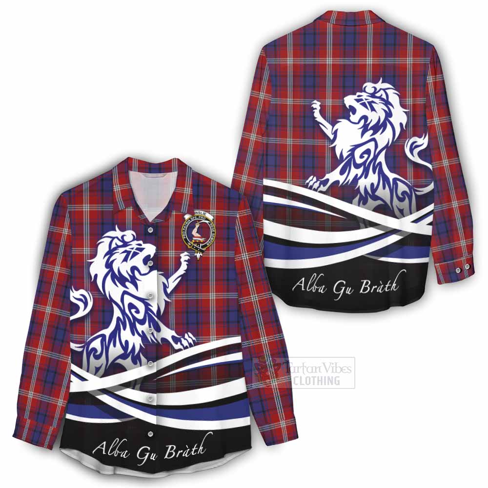 Ainslie Tartan Women's Casual Shirt with Alba Gu Brath Regal Lion Emblem - Tartan Vibes Clothing