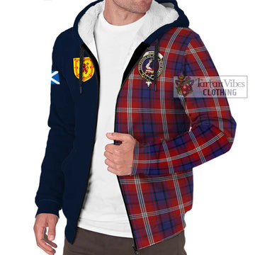 Ainslie Tartan Sherpa Hoodie Alba with Scottish Lion Royal Arm Half Style - Tartan Vibes Clothing