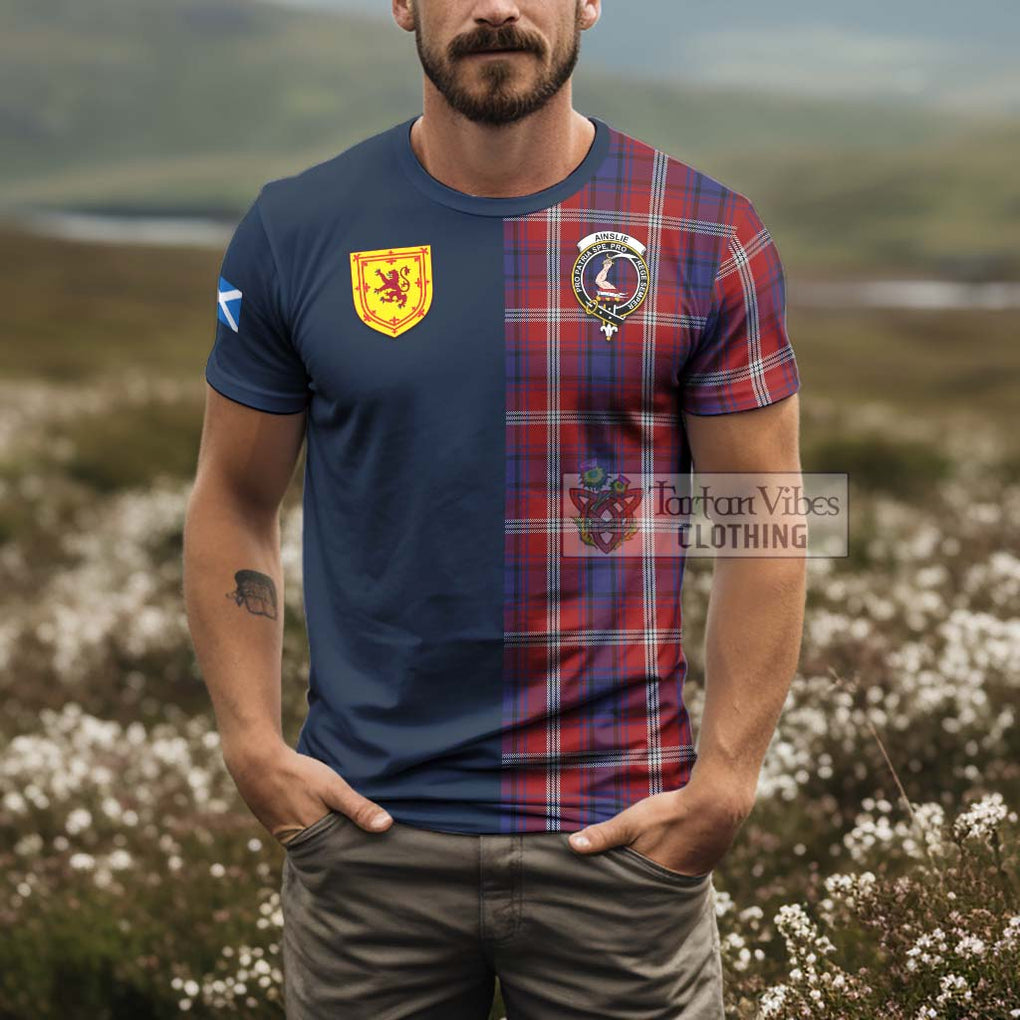Ainslie Tartan T-Shirt Alba with Scottish Lion Royal Arm Half Style - Tartan Vibes Clothing