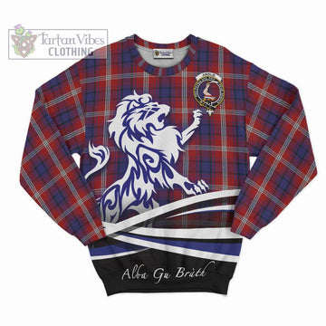 Ainslie Tartan Sweatshirt with Alba Gu Brath Regal Lion Emblem - Tartan Vibes Clothing