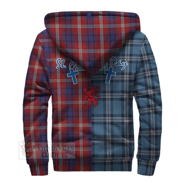 Ainslie Tartan Sherpa Hoodie Happy St. Andrew's Day Half Tartan Style - Tartan Vibes Clothing